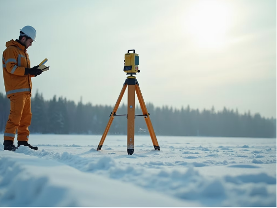 Professional land surveyor planning holiday season surveying projects in Ohio